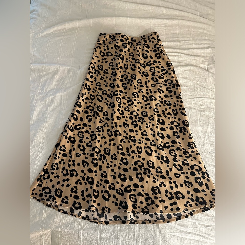 Cheetah A-Line Satin Skirt